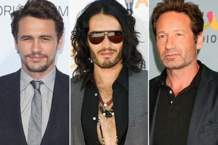 James Franco, Russell Brand und David Duchovny (v.l.n.t.) haben ihre Sexsucht öffentlich gemacht.