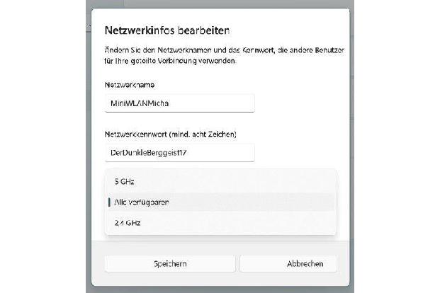 Der Hotspot-Name lässt sich beliebig festlegen.