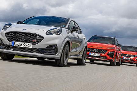 Ford Puma ST, Hyundai Kona 1.6, VW T-Roc 2.0, Exterieur