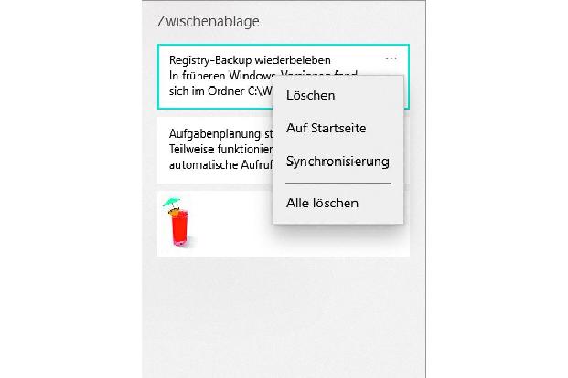 Mit der Tastenkombi Win+V lassen Sie sich die Inhalte der Zwischenablage anzeigen. Aus der Liste lassen sich Inhalte gezielt auswählen.