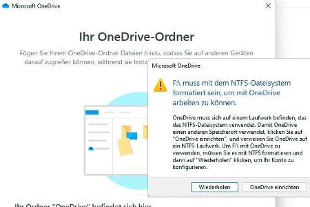 Mittlerweile benennt Windows klar die Ursache für das Problem, das der Onedrive mit dem Datenträger hat. Das ist immer so.