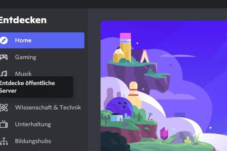 In Discord können Sie nach bereits vorhandenen Servern suchen, um sich einer Community anzuschließen