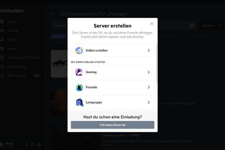 Über dieses Fenster können Sie einen Server selber erstellen - bei Bedarf auch anhand von Vorlagen
