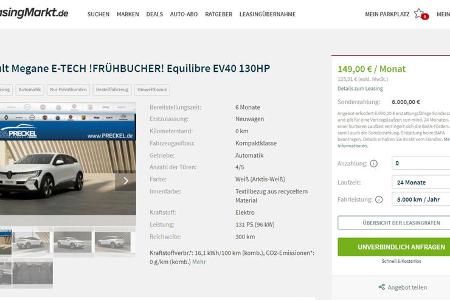 Elektroauto-Leasing Angebote Februar 2022