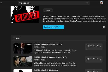 Serien lassen sich als komplette Staffeln kaufen und laden. Microsoft bietet viele spannende Serien. Netflix und Amazon Prime Video sind jedoch deutlich günstiger.