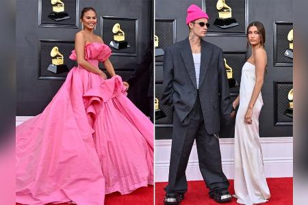 Grammys: Chrissy Teigen und Justin Bieber in Pink nicht zu übersehen