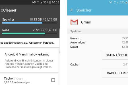 Android-App löschen mit Bordmitteln in den Einstellungen oder CCleaner