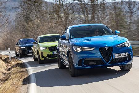 Alfa Romeo Stelvio 2.9 V6, BMW X4 M Competition, Jaguar F-Pace P550 SVR