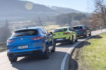 Alfa Romeo Stelvio 2.9 V6, BMW X4 M Competition, Jaguar F-Pace P550 SVR