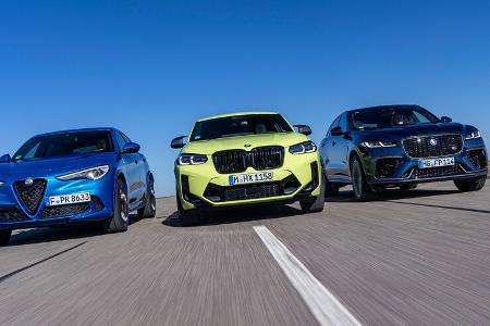 Alfa Romeo Stelvio 2.9 V6, BMW X4 M Competition, Jaguar F-Pace P550 SVR