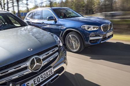 BMW X3 xDrive 30e, Mercedes GLC 300e, Exterieur