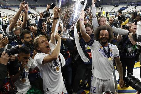 Die Altmeister Luka Modric und Marcelo feiern ihren fünften CL-Sieg