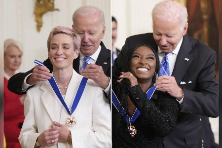 Joe Biden ehrt Megan Rapinoe und Simone Biles mit Freiheitsmedaille