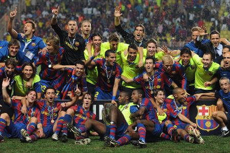 2009: FC Barcelona - Schachtar Donezk (1:0 n.V.) - <p>Der FC Barcelona rennt an, dennoch fallen keine Tore: Erst in der Verlängerung gelingt Pedro in der 115. Minute der viel umjubelte Siegtreffer gegen Schachtar Donezk erzielt.</p>