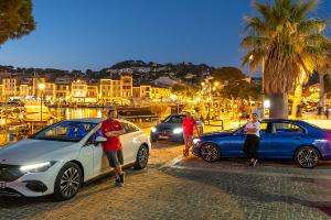 Ziel Effizienzfahrt Cassis Mercedes EQE 350+ C300e C300d