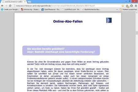 Im Internet gibt es Merkblätter, die über die Rechtslage beim Abschluss von Online-Abos Auskunft geben.
