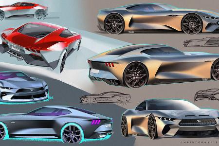 Ford Mustang Design-Zeichnungen