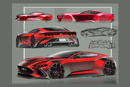 Ford Mustang Design-Zeichnungen