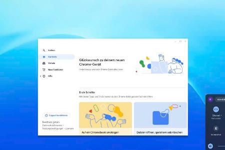 Erster Blick auf das neue Betriebssystem: Der runde Launcher-Button links unten führt zu allen Apps, in der Mitte sehen Sie nur die wichtigsten, rechts der Zugriff auf die Einstellungen.