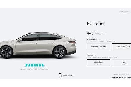 Nio ET7 im Konfigurator