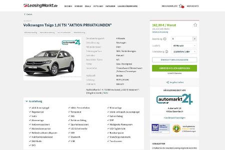 VW Leasing Angebote, VW Taigo
