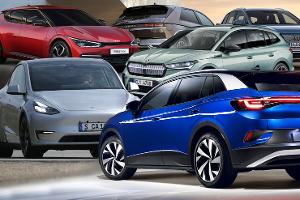 Elektro Crossover Kaltvergleich Tesla VW Skoda Audi Kia Hyundai Collage