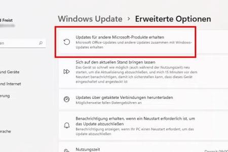 Achten Sie darauf, dass beim Windows-Update diese Option aktiviert ist, so dass das Betriebssystem zusätzlich automatisch nach Updates für Microsofts Office-Programme sucht.