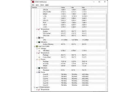 Das Tool Hwmonitor von CPU ID zeigt alle wichtigen Hardware-Parameter des Computers in einer übersichtlichen Liste an.