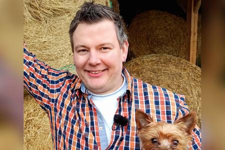 Lamborghini-Bauer mit Hund