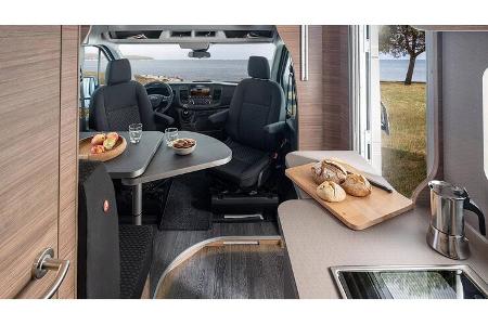 Küchenzeile, Stufe, Sitzgruppe, Gang, Teilintegriert