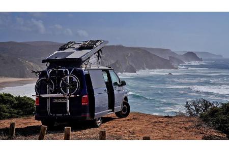 Camping, Bulli, Campervan, Küste, Meer