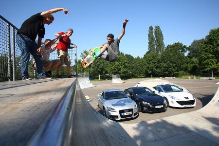 Audi TT, Peugeot RCZ, Subaru BRZ, Frontansicht, Halfpipe