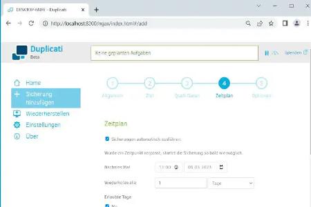 Duplicati ermöglicht zeitgesteuerte Backups von Dateien und Ordnern und die Konfiguration erfolgt bequem über den Webbrowser.