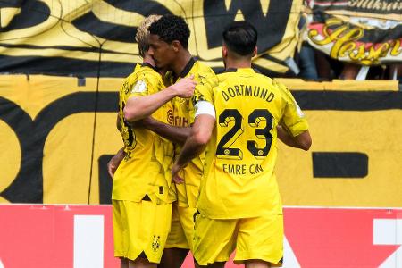 BVB besiegt TSV Schott Mainz im DFB-Pokal: Noten und Einzelkritik - Am Ende war es der erwartete Pflichtsieg: Borussia Dortmund schlug am Samstag den TSV Schott Mainz mit 6:1 (3:1) und zog in die zweite Runde des DFB-Pokals ein. Die Elf von Trainer Edin Terzic brauchte gegen den Regionalliga-Aufsteiger ein wenig, um zu ihrem Spiel zu finden. Bis auf einen Gegentreffer ließ der BVB aber nichts anbrennen. Noten und Einzelkritik zum Dortmunder Auftritt: