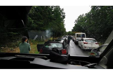 Stau, Festival, Regen