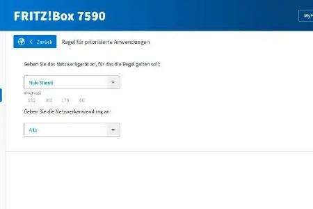Durch Auswahl aus einem Dropdown-Menü können Sie das bevorzugte Heimnetzgerät bestimmen, das von der Fritzbox priorisiert wird. In diesem Fall werden sämtliche Daten des PCs 