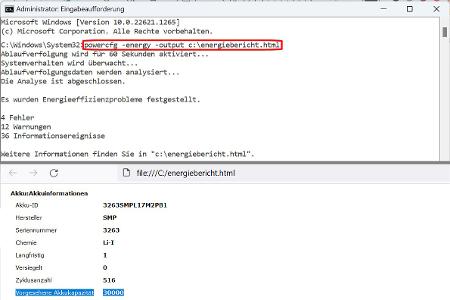Mit diesem Befehl starten Sie einen Akkutest.