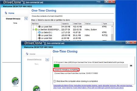 Bei älterer Hardware mit langsamen USB-Anschlüssen kann der Vorgang des Klonens des Systemdatenträgers durchaus eine oder zwei Stunden in Anspruch nehmen. Dennoch verläuft der gesamte Prozess automatisch, ohne dass man manuell eingreifen muss.