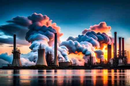 Ein Großbrand in einer Chemiefabrik? Nicht wirklich. Dieses Bild wurde von der KI Stable Diffusion erstellt. Mit diesem Bild könnte man betrügerische und schädliche Informationen über ein Chemieunternehmen verbreiten.