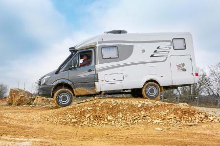 Kritisch im Gelände ist bei Reisemobilen vor allem der Rampenwinkel – hier nicht.