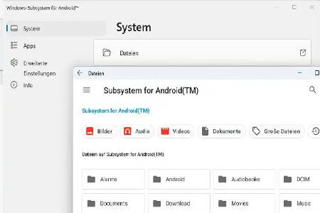 Das Windows Subsystem für Android erleichtert den Datenaustausch zwischen den beiden Systemen und gestattet Android-Apps den Zugriff auf das Dateisystem von Windows.