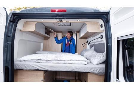Betten, Doppelbett, Heck, Stauraum, Mooveo Light Van 60 DB