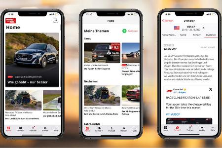 Bereiche in der auto motor und sport App