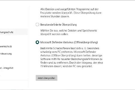 Der Microsoft Defender führt wunschweise einen Offline-Scan durch, der nach einem Neustart aktiv wird und dann beispielsweise auch Bootsektorviren erkennt und entfernt.