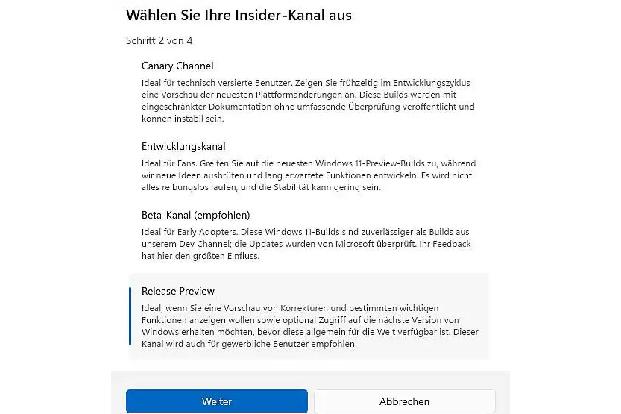 Über den Canary Channel lassen sich die neuesten Windows-Funktionen schon jetzt testen. Von der Release Preview kann man die höchste Zuverlässigkeit erwarten.