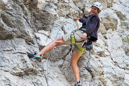 Klettern, Schlucht, Frau, Kletterausrüstung