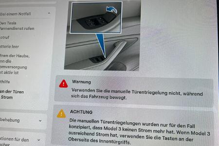 Tesla Model 3 Vor-Facelift Türgriffe Bedienungsanleitung Handbuch