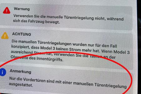 Tesla Model 3 Vor-Facelift Türgriffe Bedienungsanleitung Handbuch