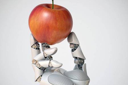 roboterhand mit apfel