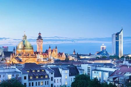 EM-Spiel in Leipzig - Skyline